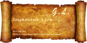 Geyduschek Liza névjegykártya
